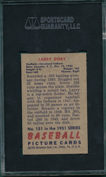1951 Bowman #151 Larry Doby SGC 3