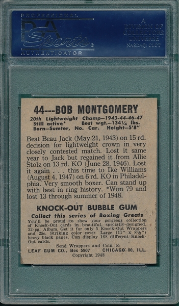 1948 Leaf Boxing #44 Bob Montgomery PSA/DNA Authentic *Autographed*