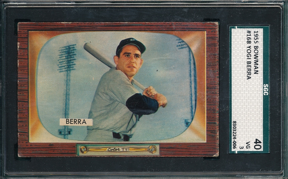1955 Bowman #168 Yogi Berra SGC 40