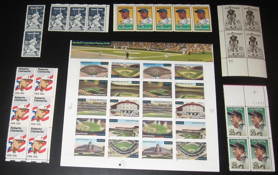 Baseball & Football Themed Postages Gehrig, Thorpe & Babe Ruth