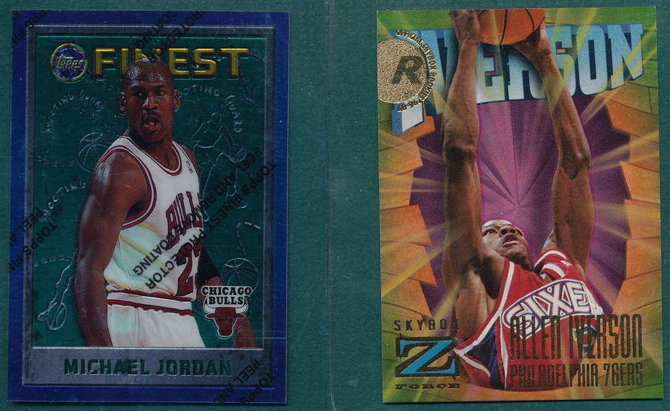 1996-97 Skybox Z-Force #151 Iverson, RC & 1995 Topps Finest #229 Jordan, Lot of (2)