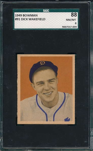 1949 Bowman #91 Dick Wakefield SGC 88