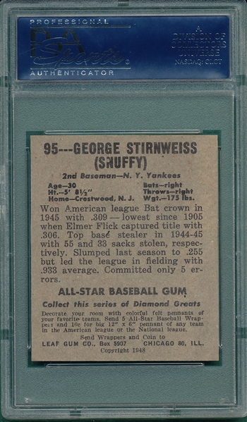 1948 Leaf #95 George Stirnweiss PSA 8