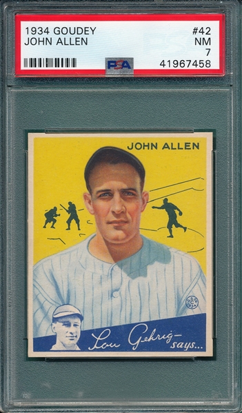 1934 Goudey #42 John Allen PSA 7