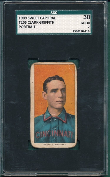 1909-1911 T206 Griffith, Portrait, Sweet Caporal Cigarettes SGC 30 