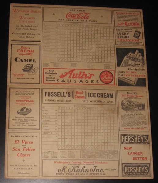 1930s Score Card Signed by Walter Johnson, PSA LOA