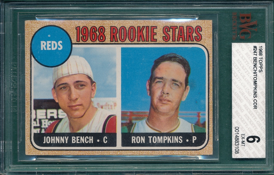 1968 Topps #247 Johnny Bench BVG 6 *Rookie*