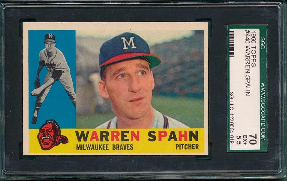 1960 Topps #445 Warren Spahn SGC 70