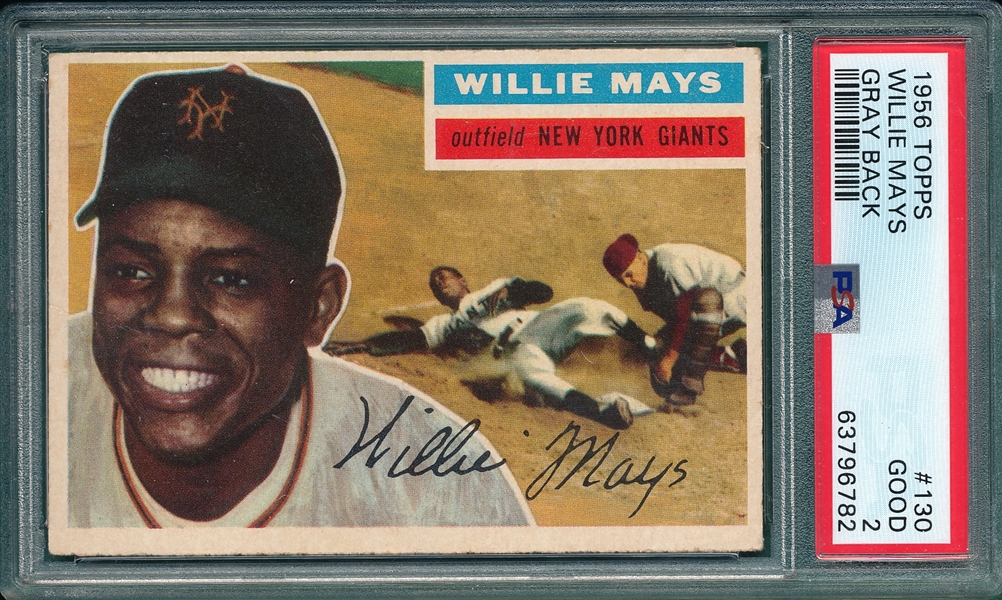 1956 Topps #130 Willie Mays PSA 2 *Gray*
