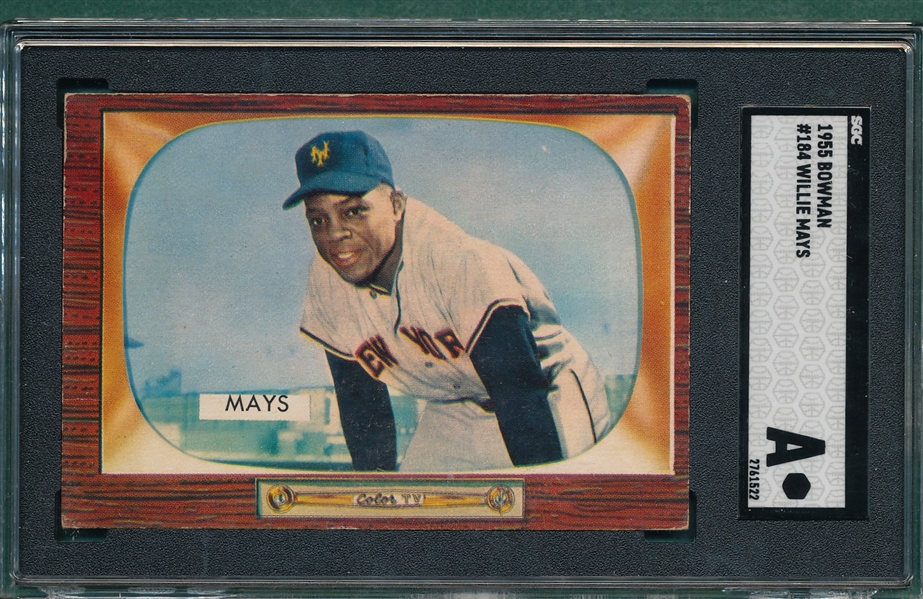 1955 Bowman #184 Willie Mays SGC Authentic