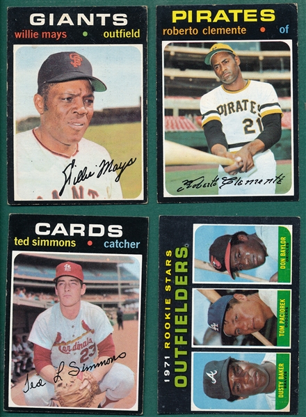 1971 Topps Lot of (4) W/ Clemente & Mays