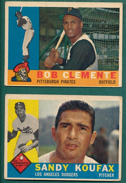 1960 Topps #326 Clemente & #343 Koufax, Lot of (2)