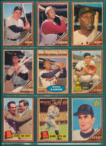 1962 Topps Lot of (97) W/ Perry, Rookie & Berra