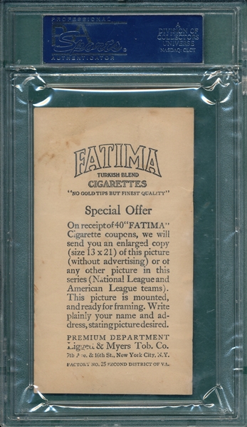 1913 T200 Cincinnati Nationals Fatima Cigarettes PSA 3