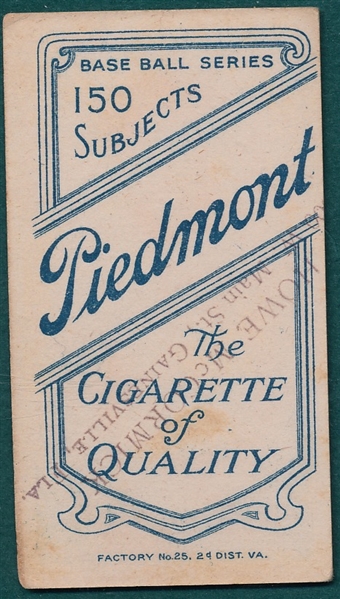 1909-1911 T206 Jones, Tom, Piedmont Cigarettes *Howe McCormick Stamp*