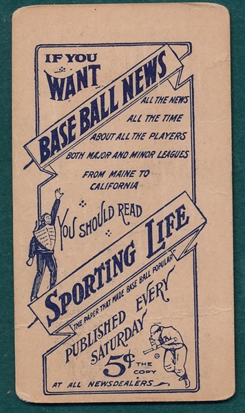1910-1911 M116 Heinie Wagner Sporting Life