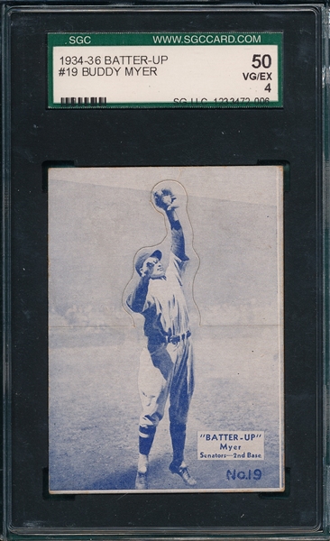 1934-36 Batter-Up #19 Buddy Myer SGC 50