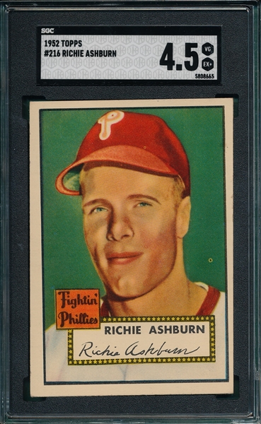 1952 Topps #216 Richie Ashburn SGC 4.5 