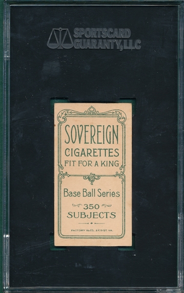 1909-1911 T206 Beckley Sovereign Cigarettes SGC Authentic