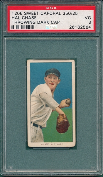 1909-1911 T206 Chase, Dark Cap, Sweet Caporal Cigarettes PSA 3 *Factory 25*