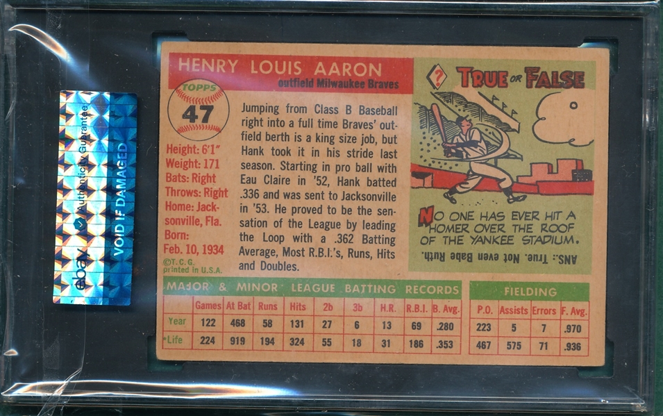 1955 Topps #47 Hank Aaron SGC 4
