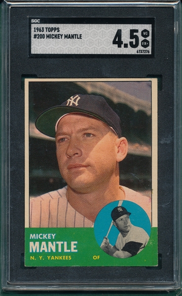 1963 Topps #200 Mickey Mantle SGC 4.5