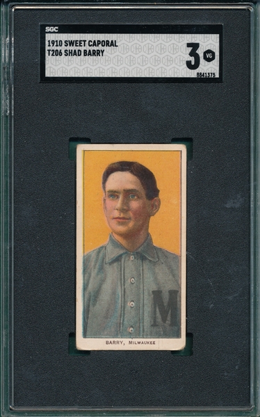 1909-1911 T206 Barry, Shad, Sweet Caporal Cigarettes SGC 3