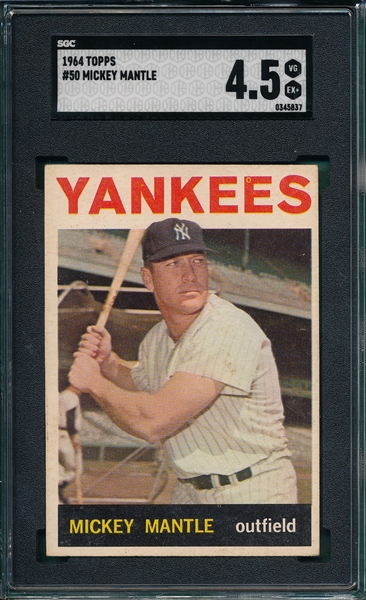 1964 Topps #50 Mickey Mantle, SGC 4.5