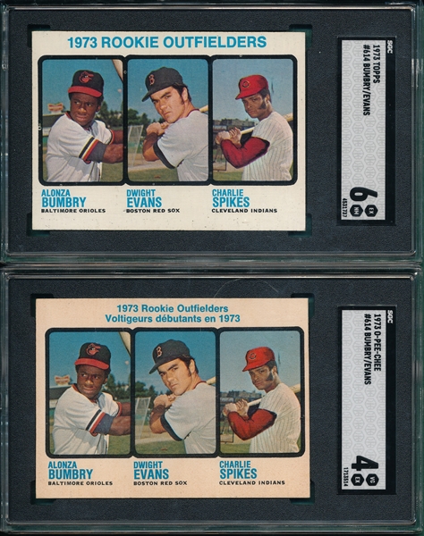 1973 Topps & O-Pee-Chee #614 Dwight Evans, Rookie, Lot of (2) SGC