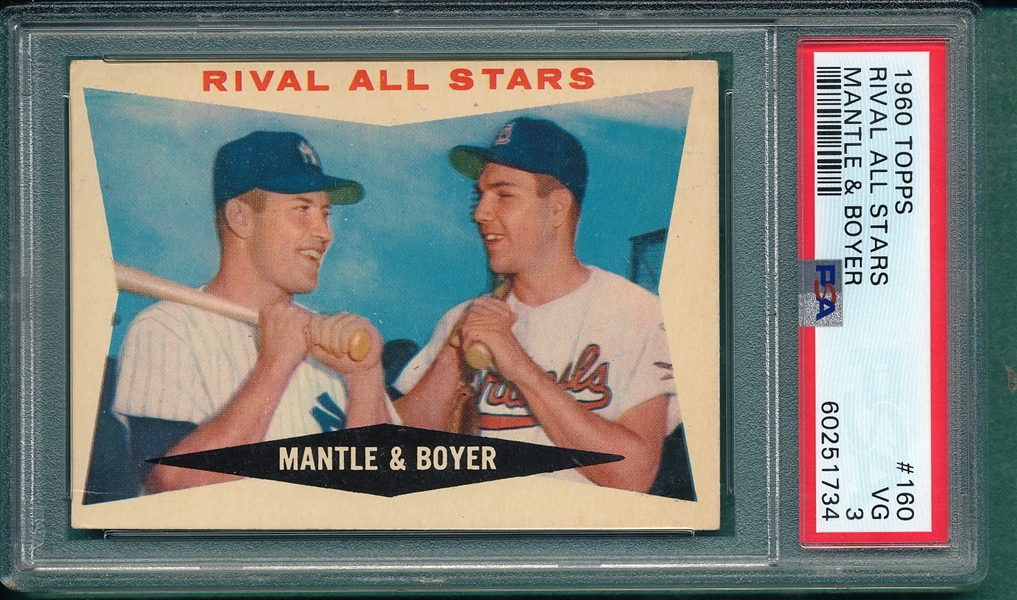 1960 Topps #160 Rival All Stars W/ Mantle PSA 3