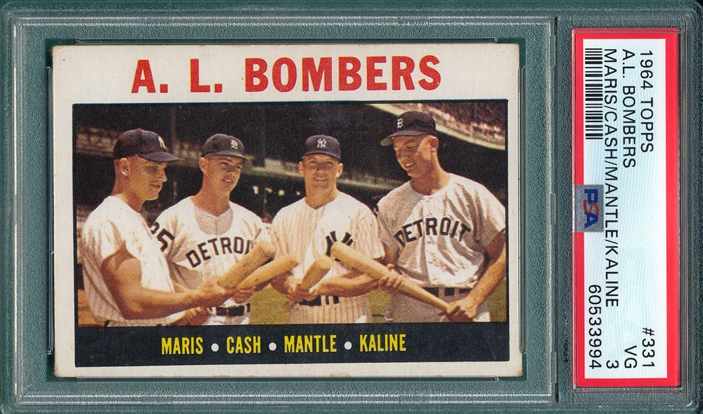 1964 Topps #331 AL Bombers W/ Mantle PSA 3