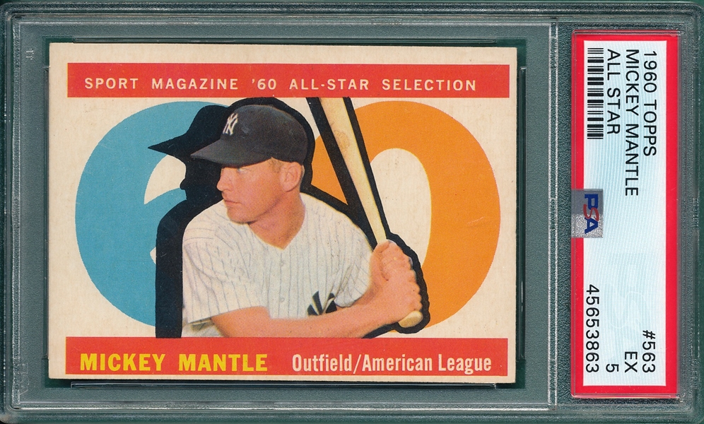 1960 Topps #563 Mickey Mantle, AS, PSA 5