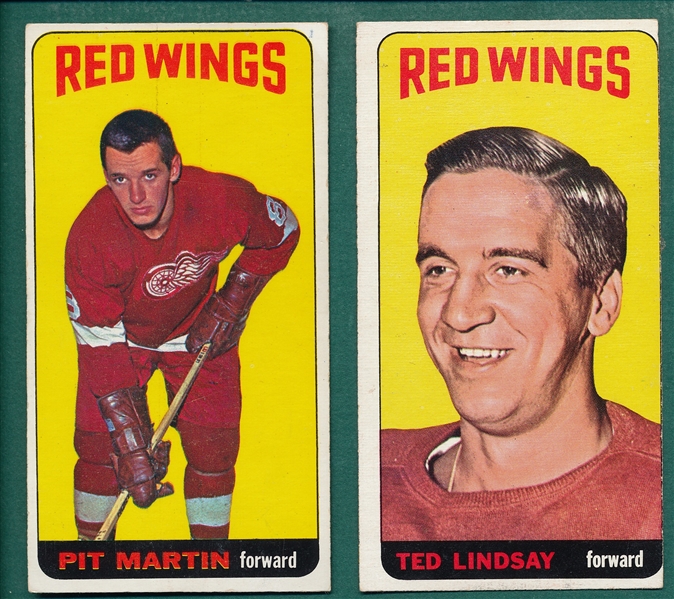 1964 Topps Hockey Lot of (8) Red Wings W/ #1 Pit Martin
