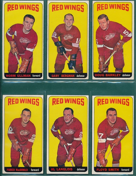 1964 Topps Hockey Lot of (8) Red Wings W/ #1 Pit Martin