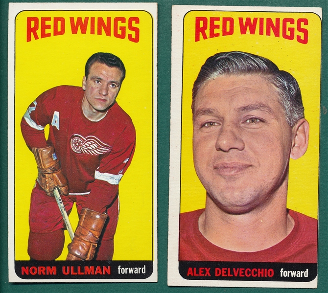 1964 Topps Hockey Lot of (8) Red Wings W/ #95 Delvecchio