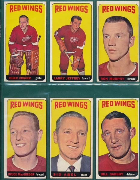 1964 Topps Hockey Lot of (8) Red Wings W/ #95 Delvecchio