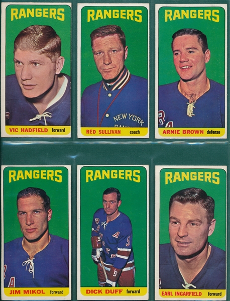 1964 Topps Hockey Lot of (14) Rangers W/ #24 Rod Gilbert