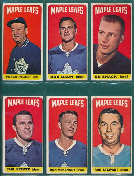 1964 Topps Hockey Lot of (10) Maple Leafs W/ #44 Red Kelly
