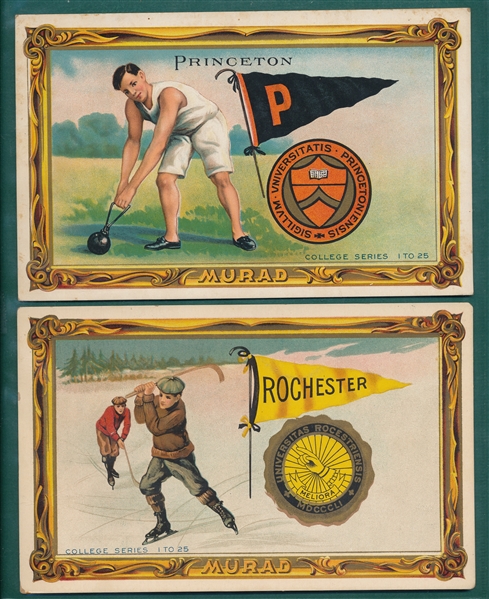1910 T6 College Series Murad Cigarettes Partial Set (18/25) W/ #12 Hockey Theme