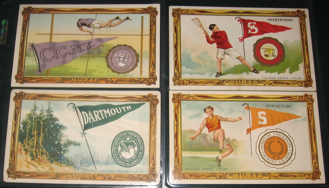 1910 T6 College Series Murad Cigarettes Partial Set (18/25) W/ #12 Hockey Theme