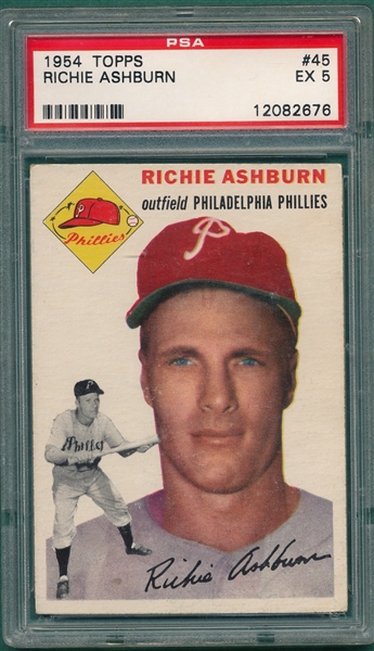 1954 Topps #45 Richie Ashburn PSA 5 