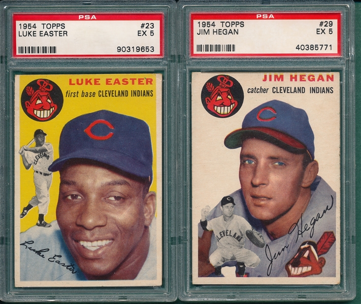 1954 Topps Lot of (6) Indians W/ #23 Easter, PSA 5