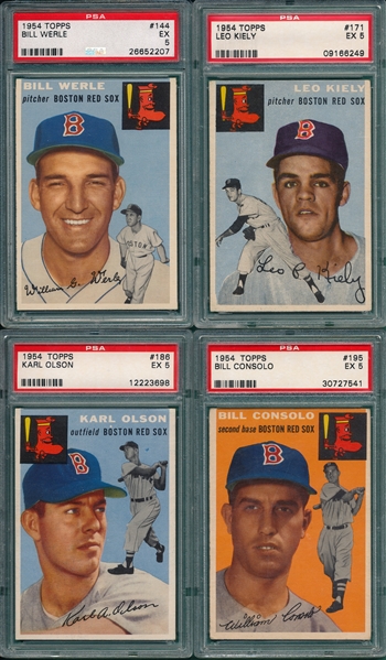 1954 Topps Lot of (6) Red Sox W/ #66 Lepcio, PSA 5