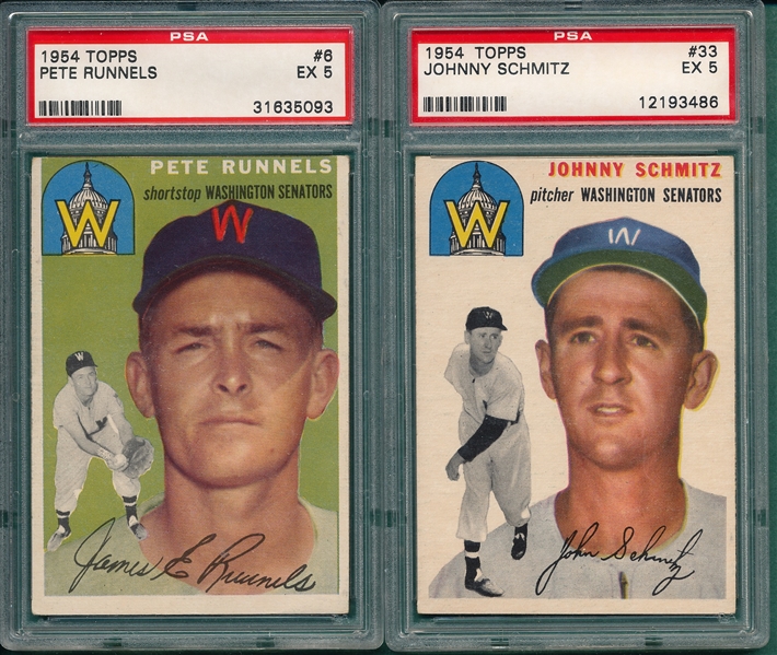 1954 Topps Lot of (5) Orioles W/ #6 Runnels, PSA 5