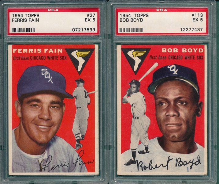 1954 Topps Lot of (5) White Sox W/ #27 Fain, PSA 5