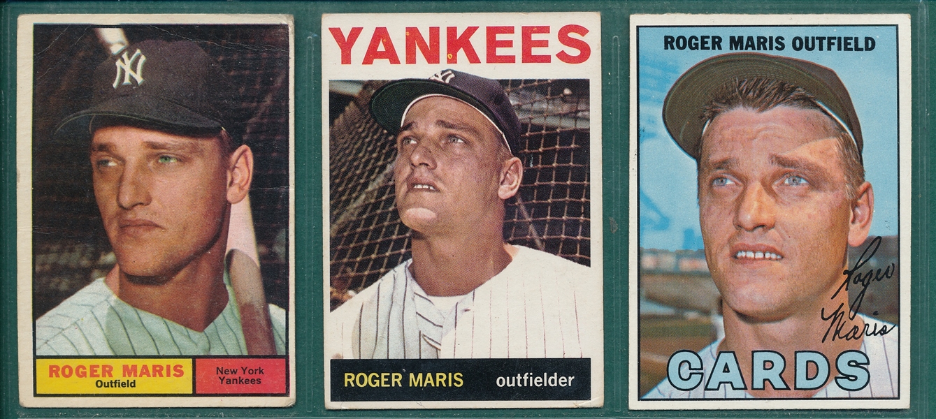 1961-67 Topps Roger Maris, Lot of (3)