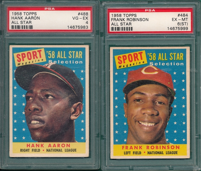 1958 Topps Lot of (6) All Star Cards W/ #488 Aaron PSA