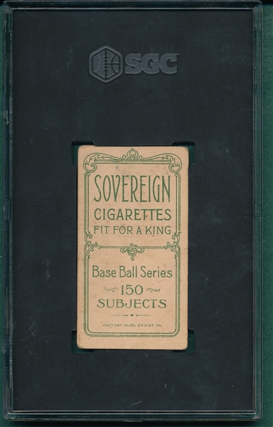 1909-1911 T206 Waddell, Portrait, Sovereign Cigarettes SGC 1