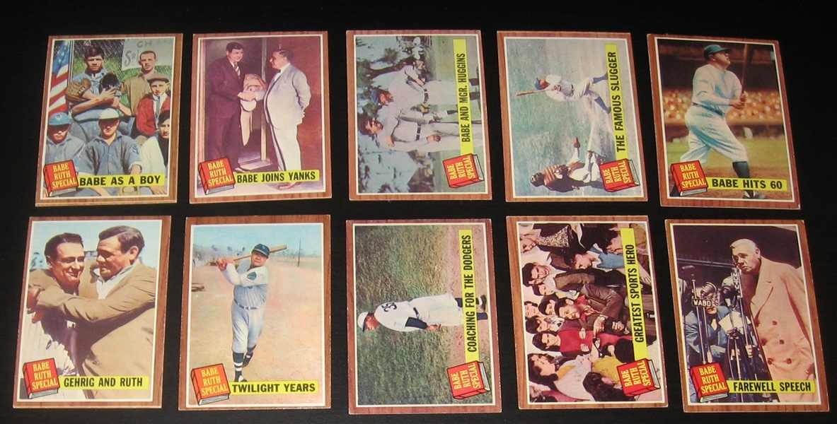 1962 Topps Baseball Lot of (10) Babe Ruth Specials