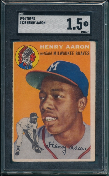 1954 Topps #128 Hank Aaron SGC 1.5 *Rookie*